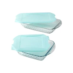 Embossed Basketweave 4-Piece Bake & Cake Dish With Lids