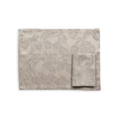 Gaia Jacquard Linen Placemat & Napkin 2-Piece Set