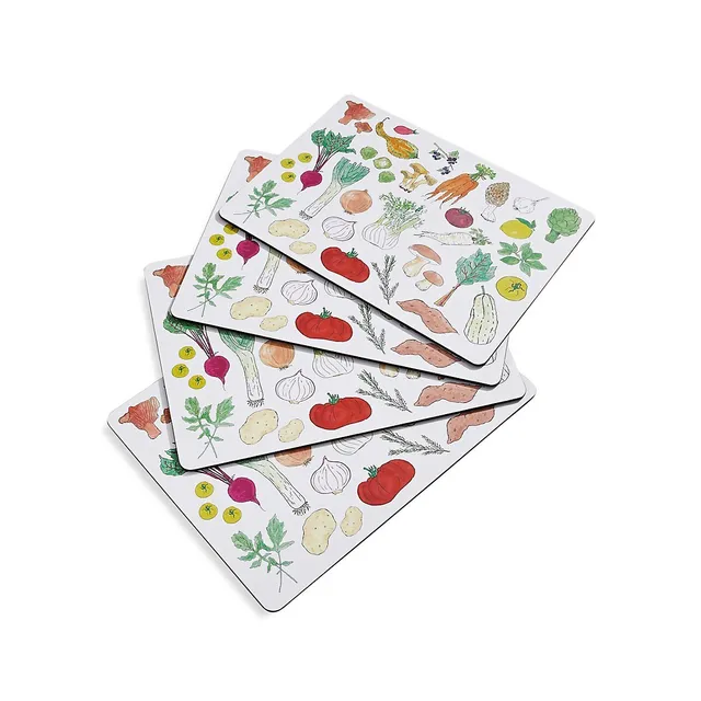 4-Piece Assorted Veggie Cork-Back Placemats 3 4-Piece Assorted Veggie Cork-Back Placemats