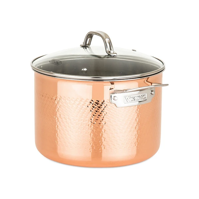 Viking Copper Clad 3-Ply Hammered 10 Piece Cookware Set 7 Viking Copper Clad 3-Ply Hammered 10 Piece Cookware Set - Image 5