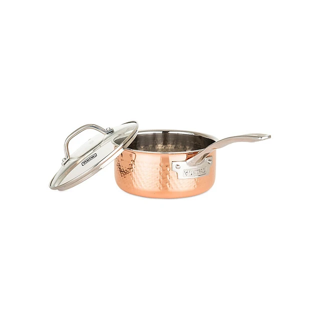 Viking Copper Clad 3-Ply Hammered 10 Piece Cookware Set 11 Viking Copper Clad 3-Ply Hammered 10 Piece Cookware Set - Image 9
